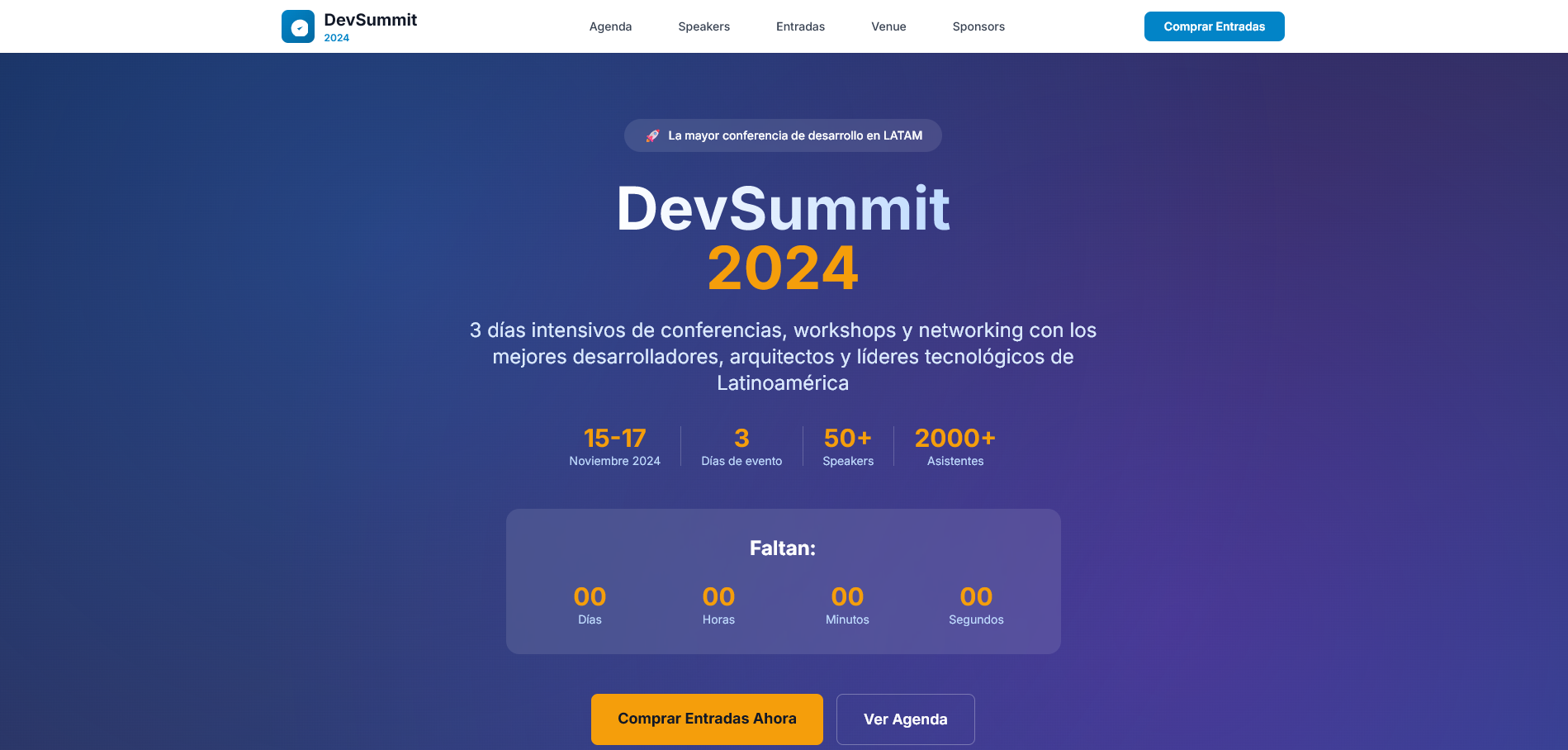 Landing Page - Evento/Conferencia